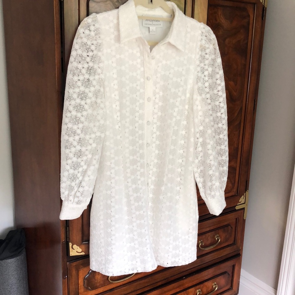 Anthropology White Eyelet Dress